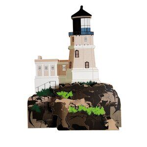 Vtg 1996 Sheila's Split Rock Lighthouse Minnesota Wood Shelf-Sitter Decor